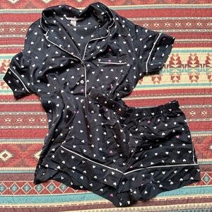 Victoria's Secret Black and Pink Heart Pajama Set small